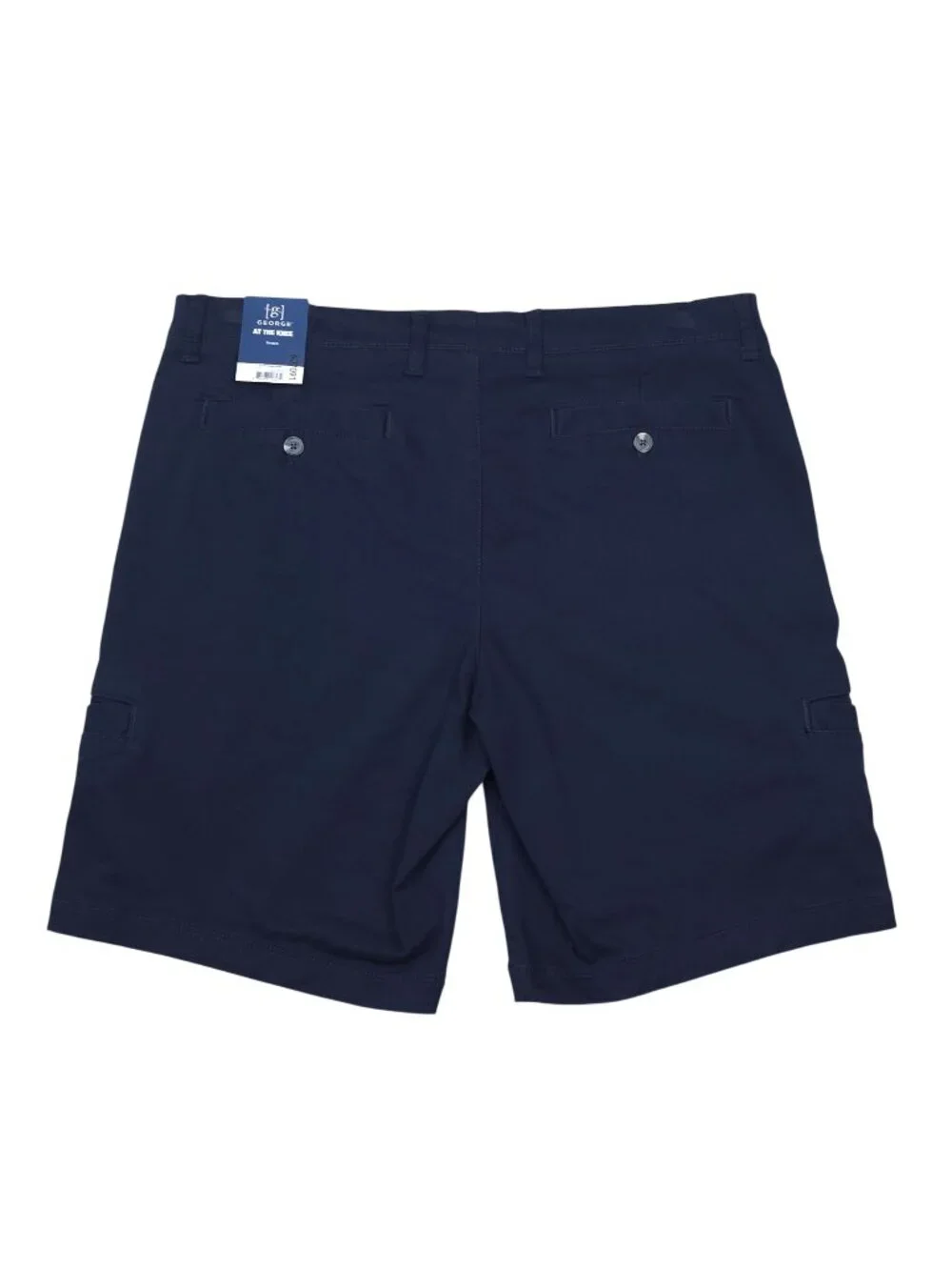 George Mens Stretch Cargo Shorts Navy Blue Size 36 At The Knee Comfortable Fit